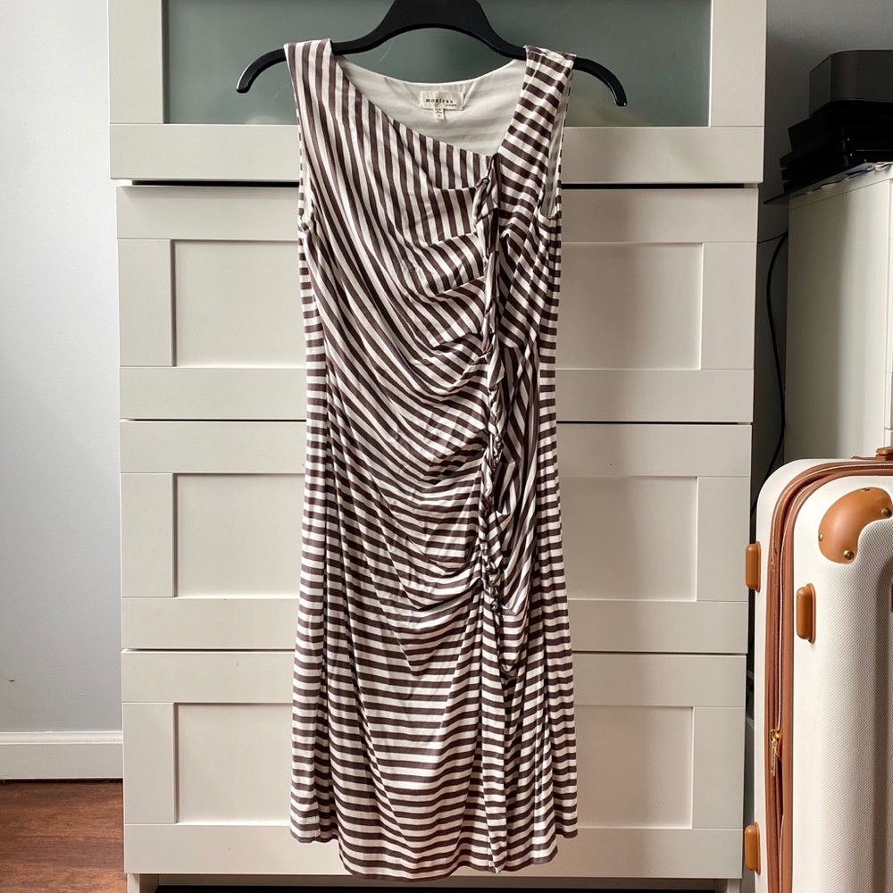 Light brown and white striped dress